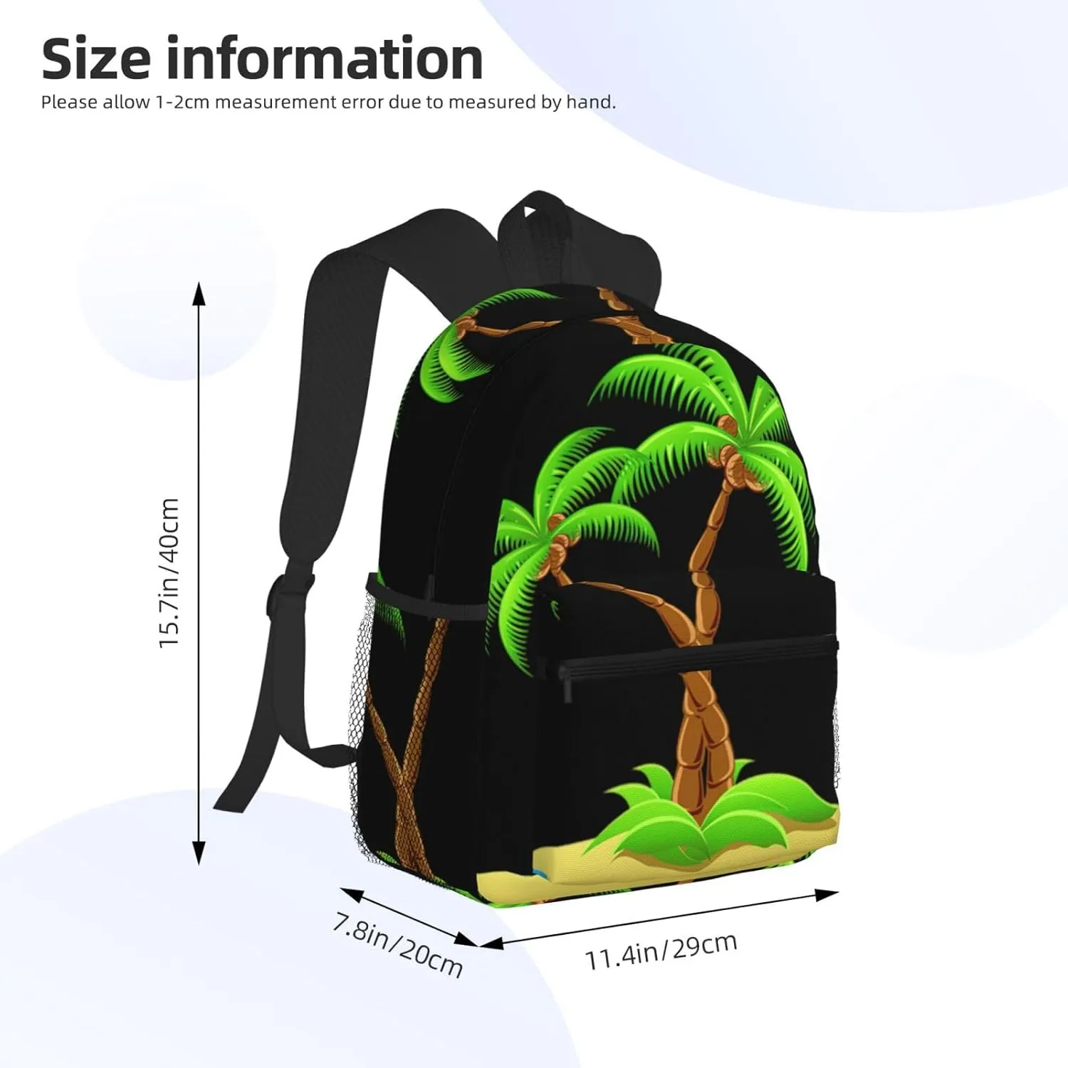 3d Palm Tree Print Backpack For Men And Women Lightweight Backpack Casual Daypack For Workplace Travel