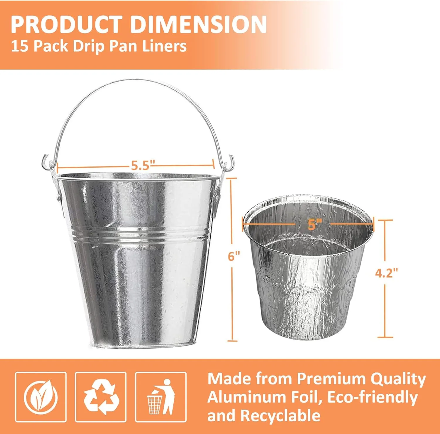 AJinTeby Grill Drip Grease Bucket with 10 Pack Aluminum Disposable Bucket Insert Foil Liners for Traeger,Oklahoma Joe's, Camp Chef, Pit Boss and Other Pellet Smoker Grills
