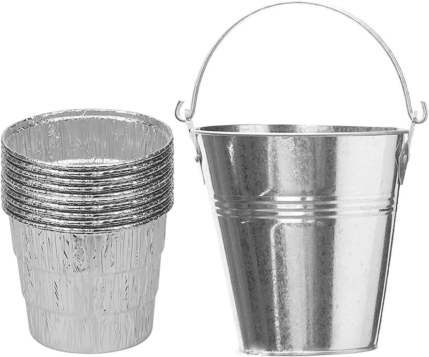AJinTeby Grill Drip Grease Bucket with 10 Pack Aluminum Disposable Bucket Insert Foil Liners for Traeger,Oklahoma Joe's, Camp Chef, Pit Boss and Other Pellet Smoker Grills