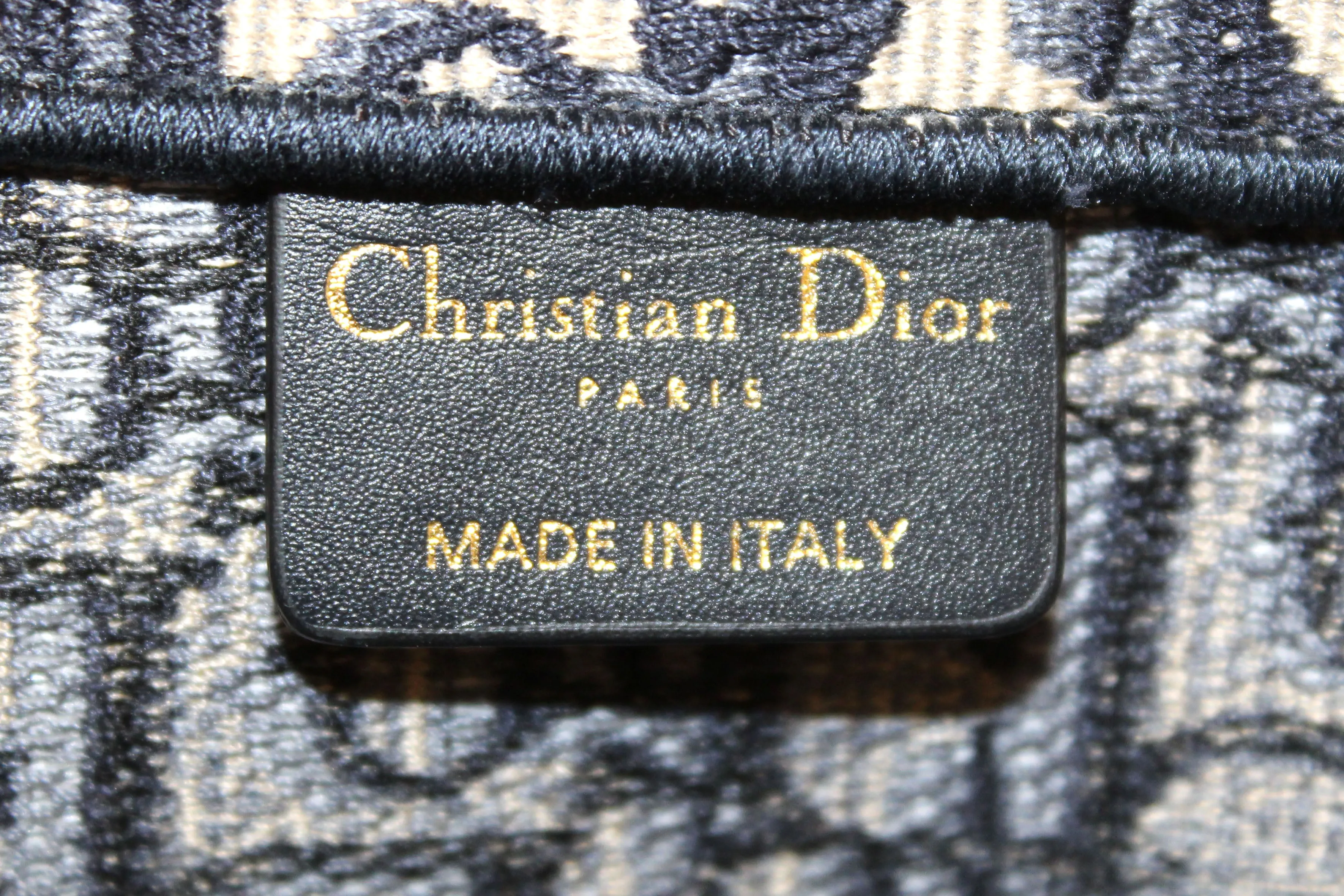 Authentic Christian Dior Ecru and Blue Dior Oblique Embroidery Medium Dior Book Tote