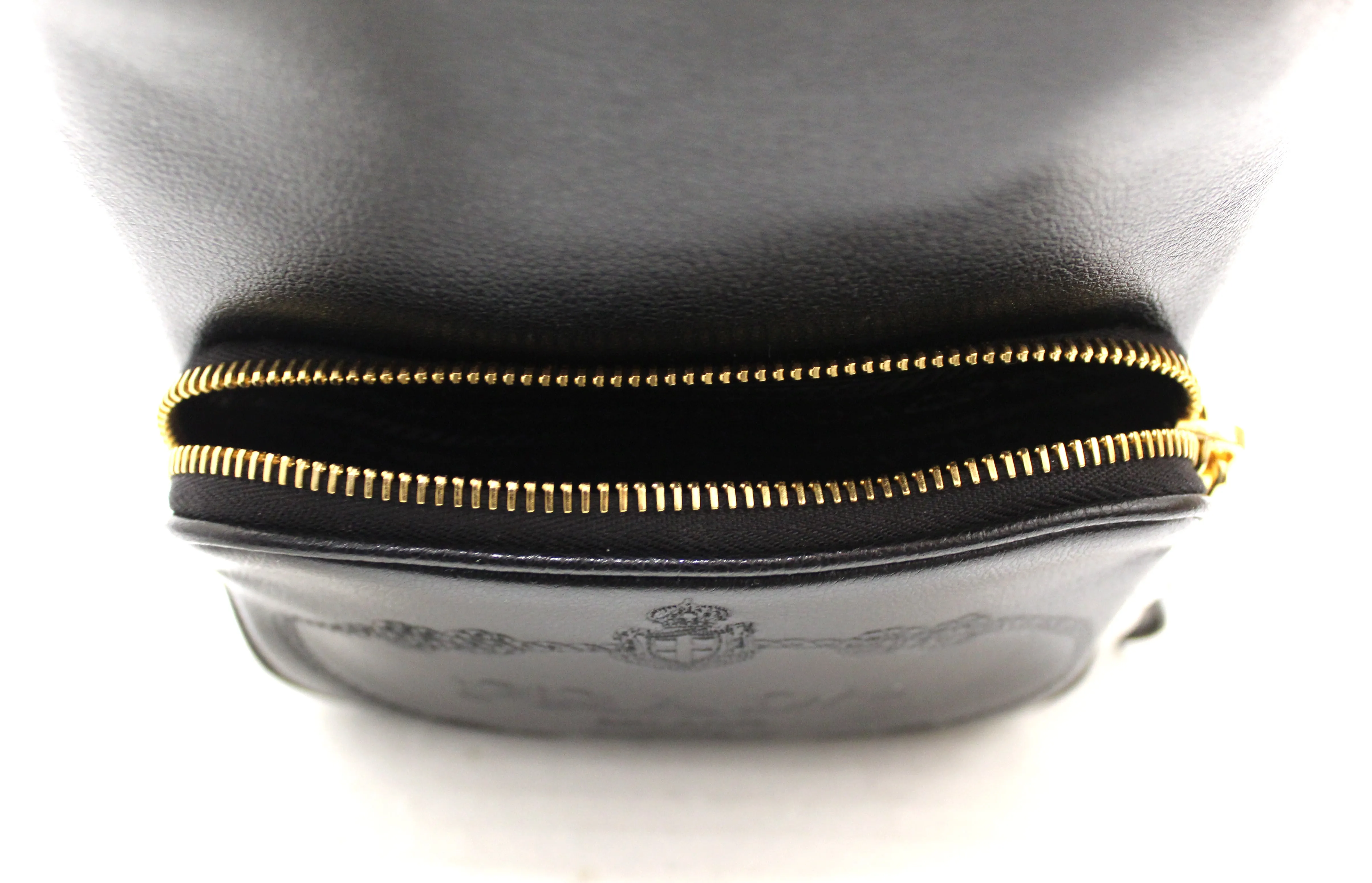 Authentic New Prada Black Calf Leather Duet Drawstring Bucket Messenger Bag 1BH038