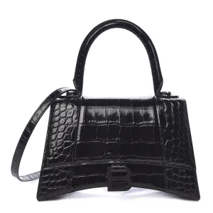 BALENCIAGA HOURGLASS CROC EMBOSSED TOP HANDLE BAG