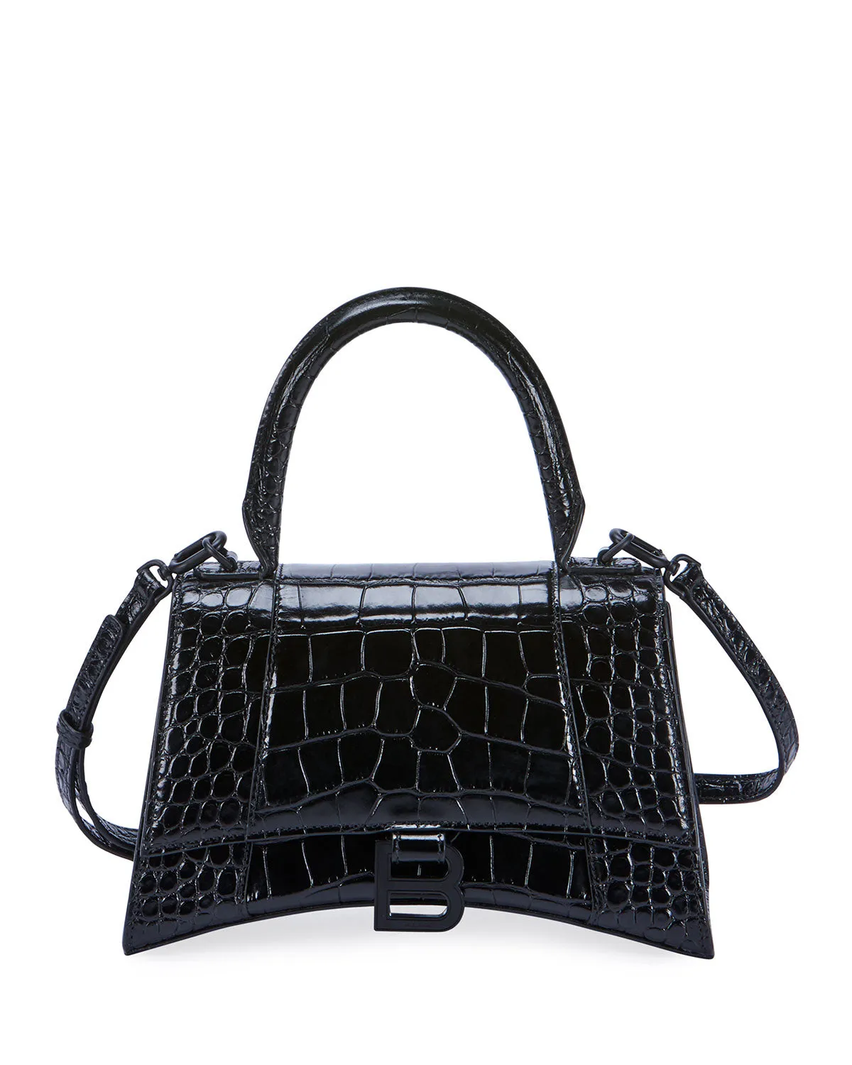 BALENCIAGA HOURGLASS CROC EMBOSSED TOP HANDLE BAG
