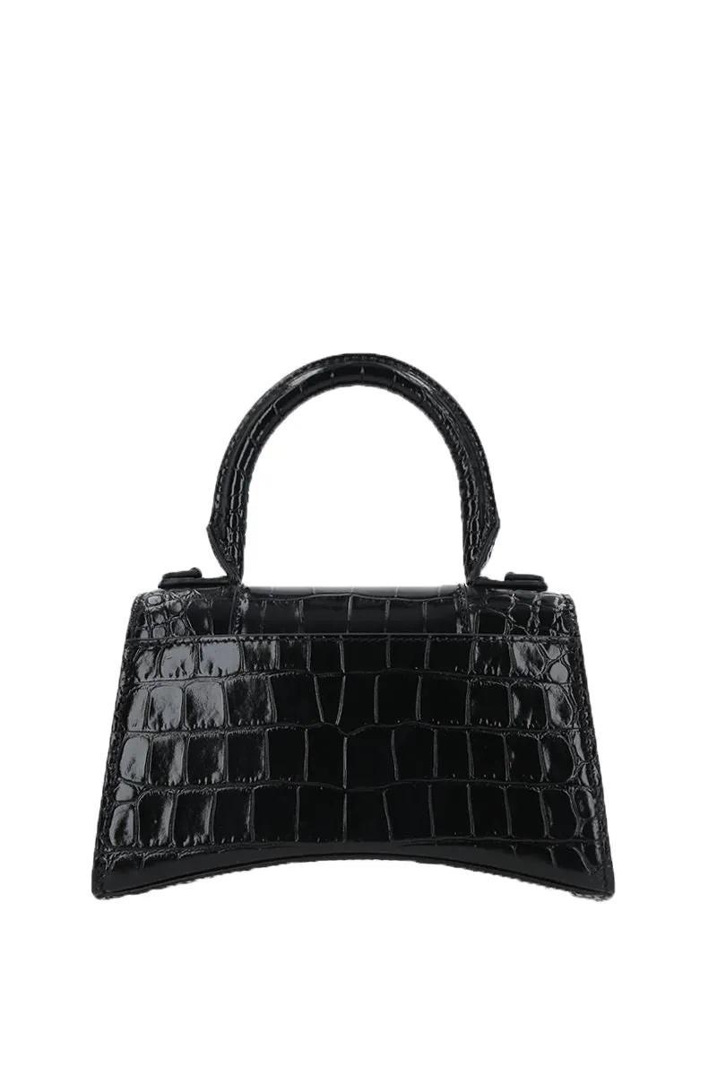 BALENCIAGA Hourglass XS in Croc Embossed Leather