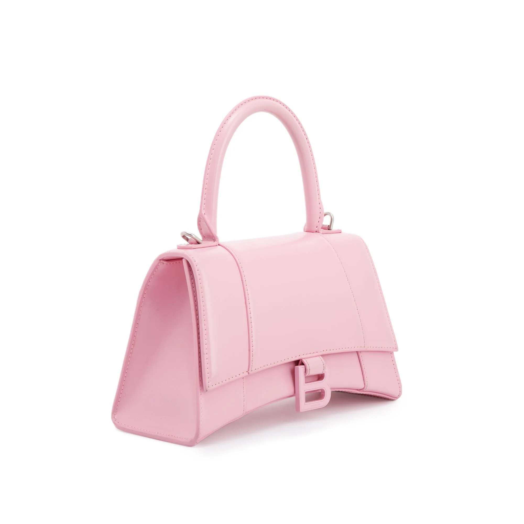 Balenciaga Small Pink Hourglass Top Handle Bag W/ Strap