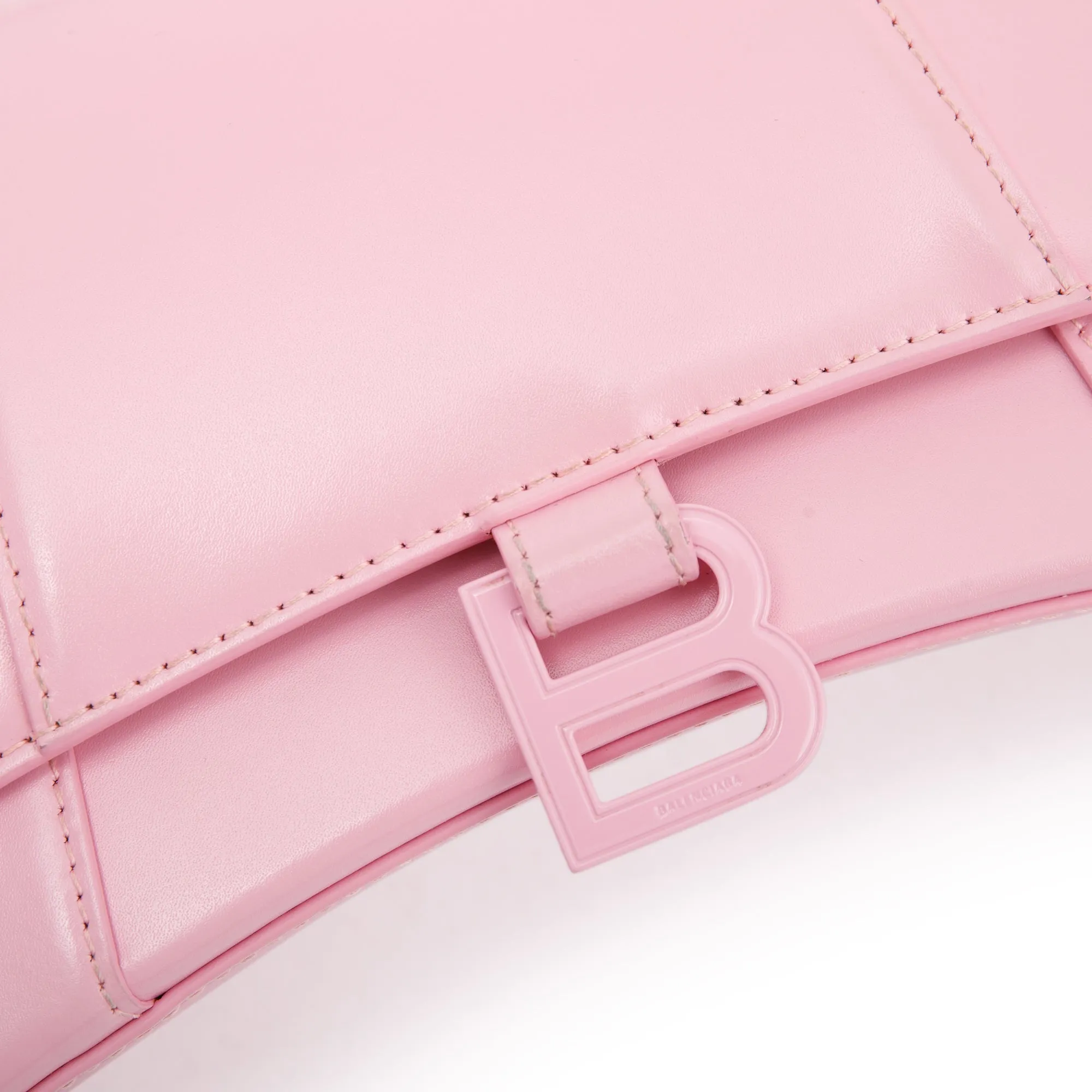 Balenciaga Small Pink Hourglass Top Handle Bag W/ Strap