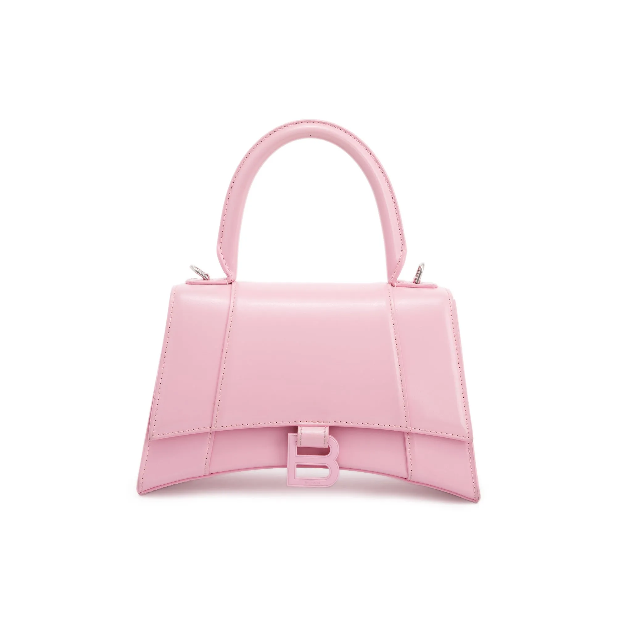 Balenciaga Small Pink Hourglass Top Handle Bag W/ Strap