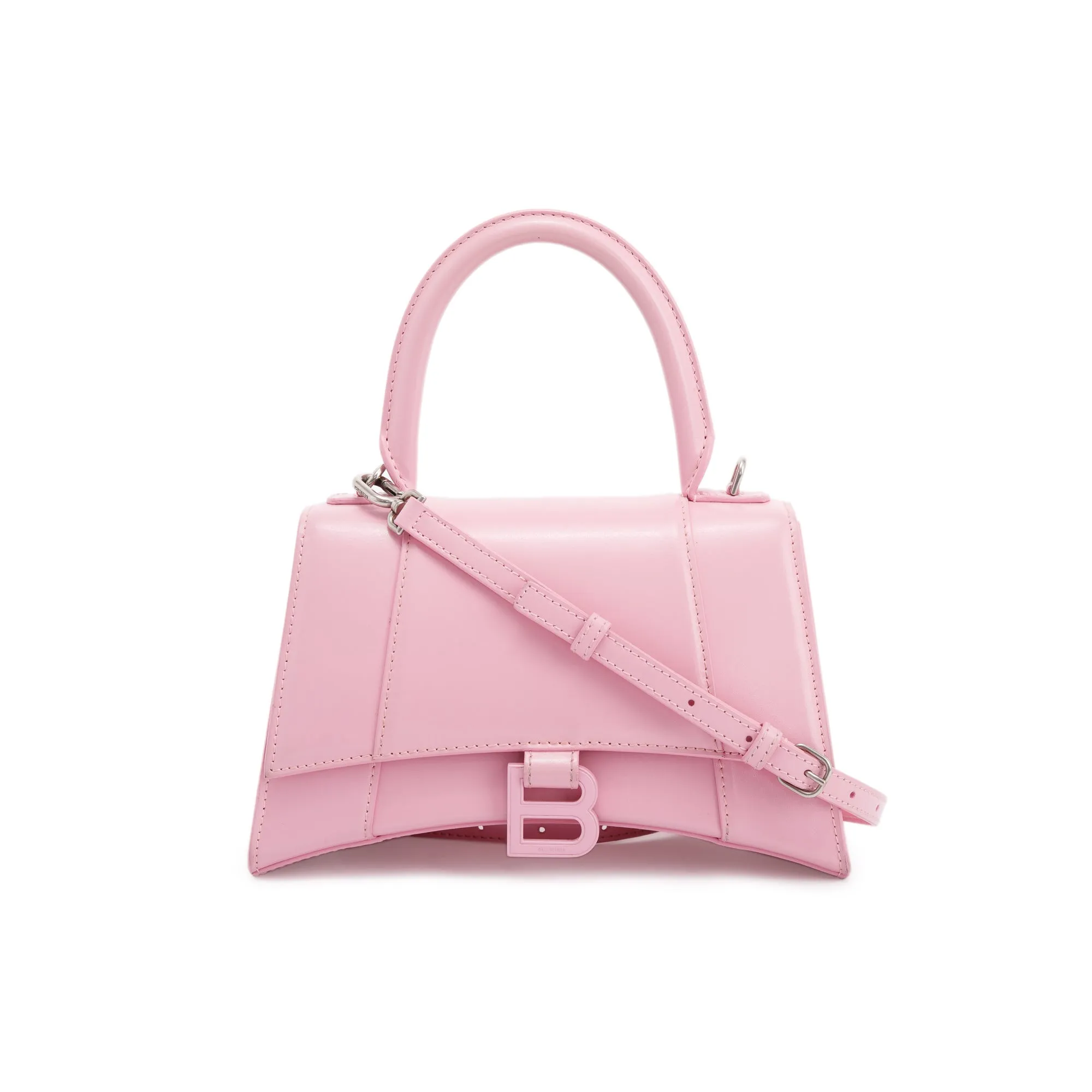 Balenciaga Small Pink Hourglass Top Handle Bag W/ Strap