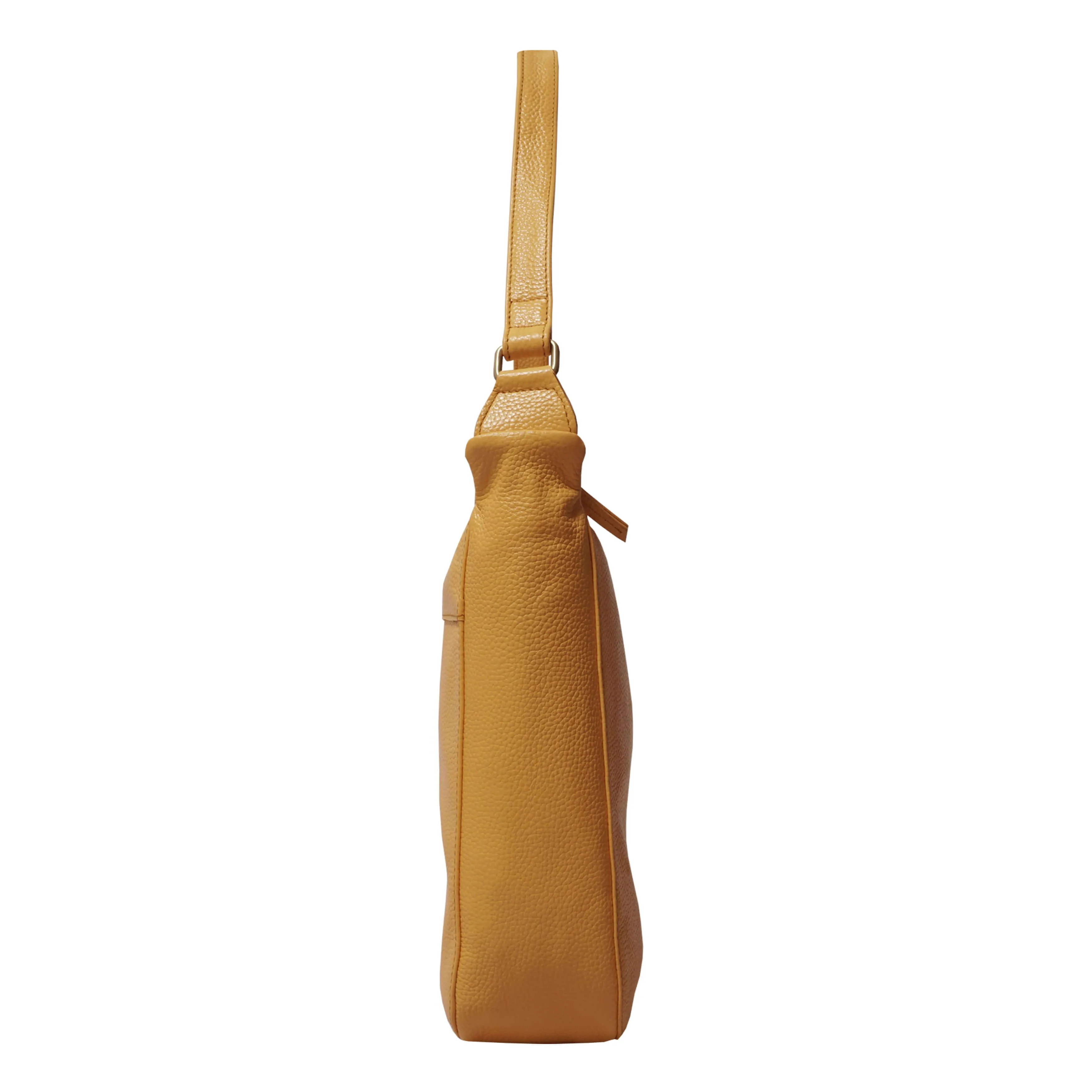 'BIANCA' Burnt Orange Pebble Grain Leather Slouchy Hobo Bag