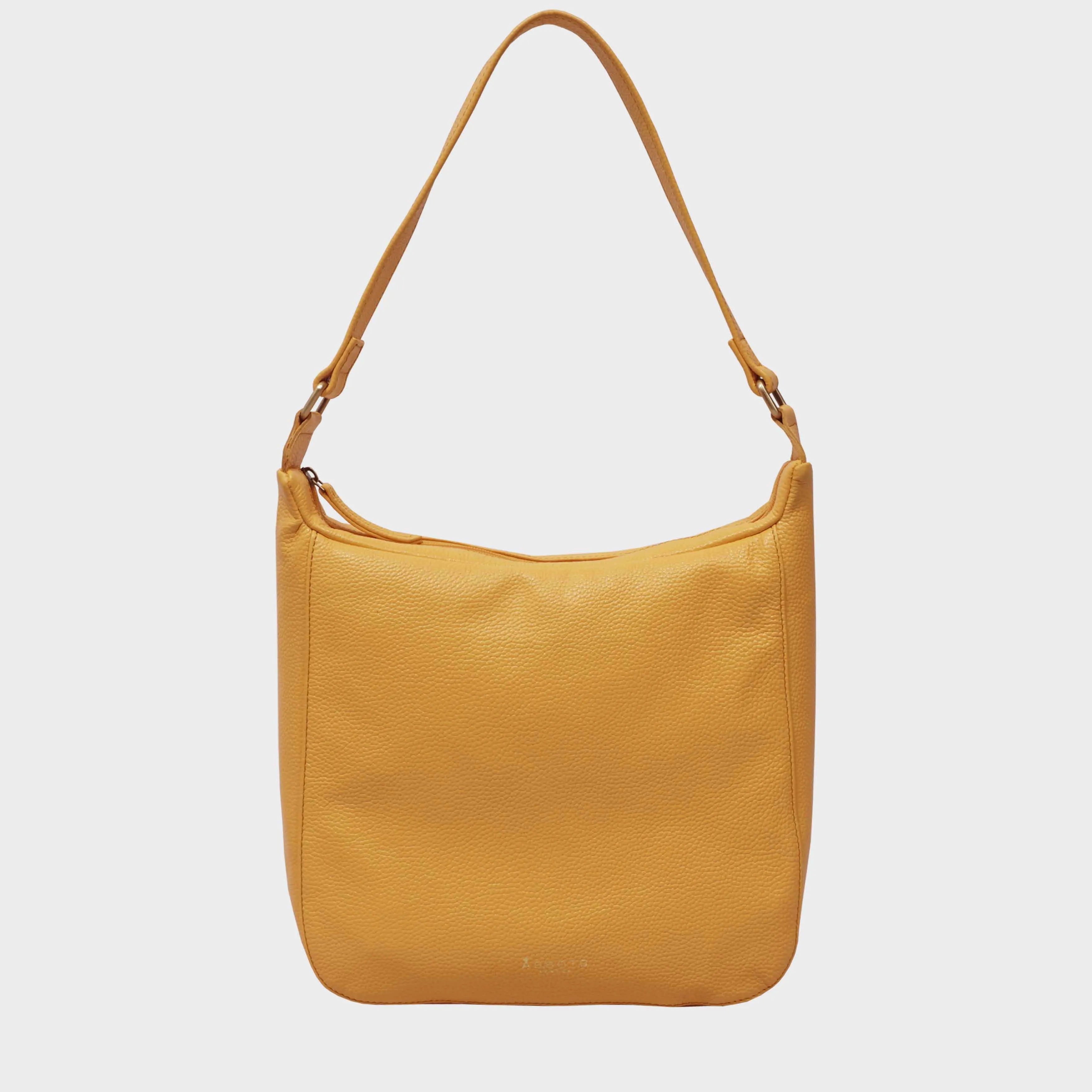 'BIANCA' Burnt Orange Pebble Grain Leather Slouchy Hobo Bag
