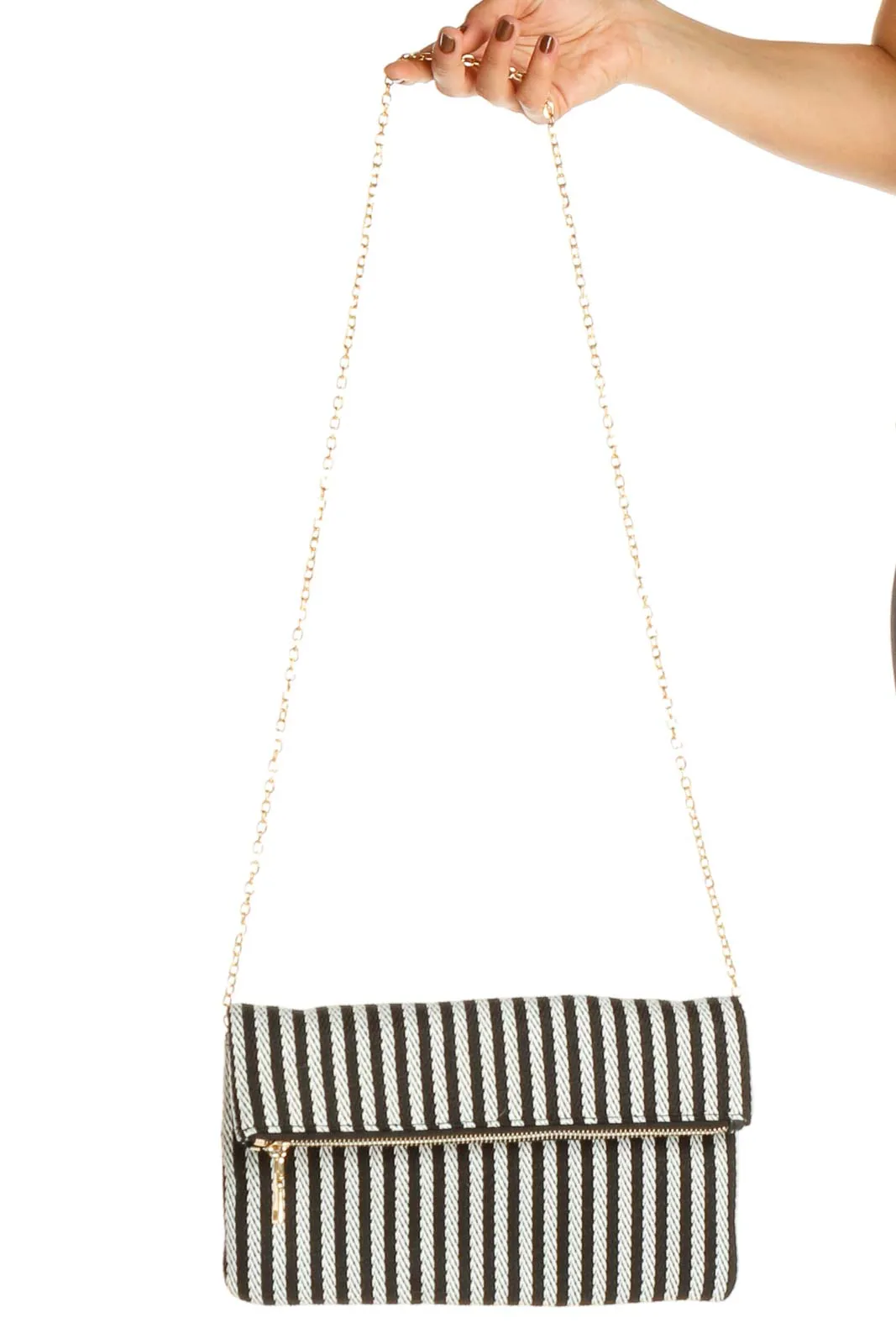 Black Striped Crossbody Bag