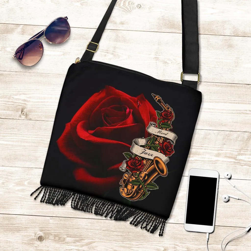 Boho Bag (Canvas) - Saxophone | Hobo Slouchy Bag Crossbody, Shoulder Bags for Women Hobo, Boho Hobo Bag, Canvas Hobo Bag