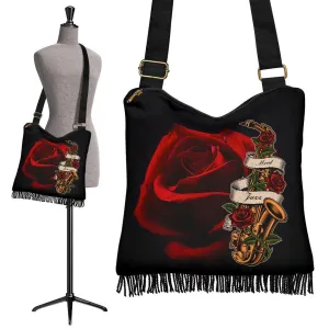 Boho Bag (Canvas) - Saxophone | Hobo Slouchy Bag Crossbody, Shoulder Bags for Women Hobo, Boho Hobo Bag, Canvas Hobo Bag