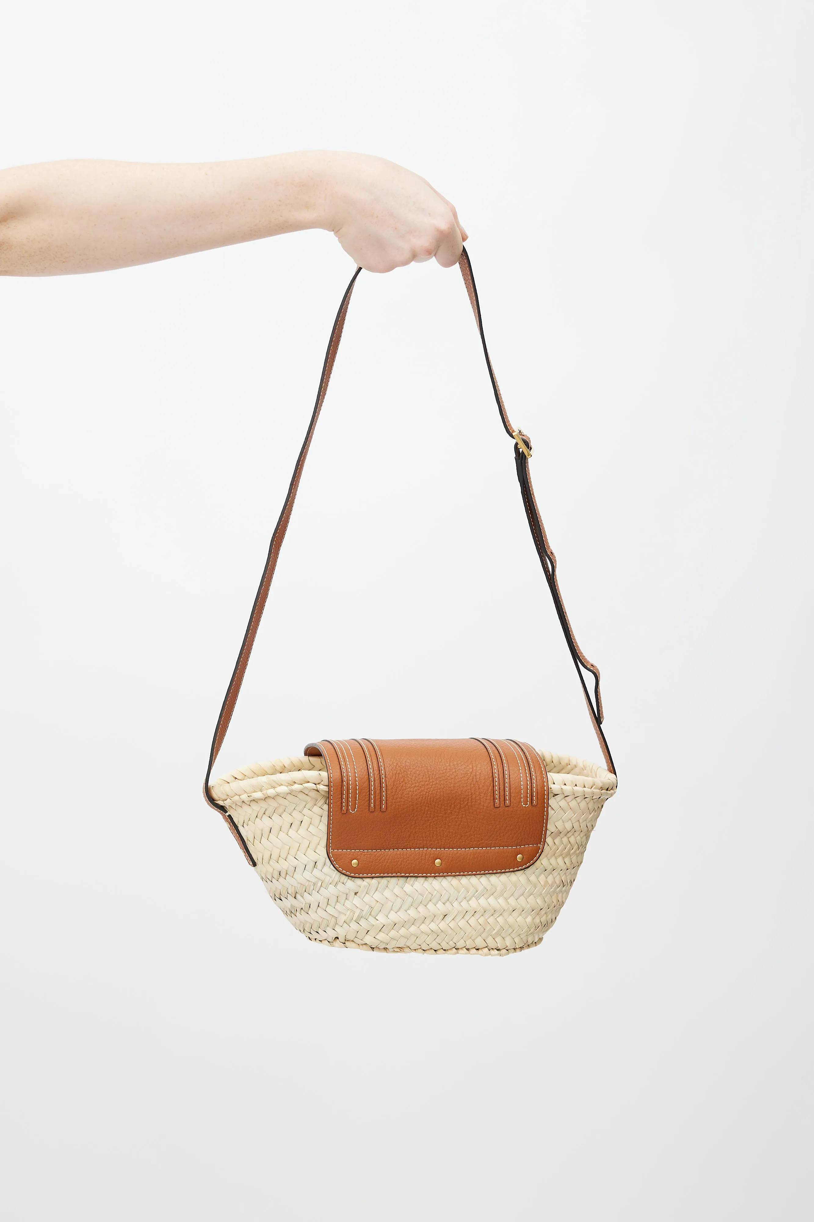Brown Basket Woven Marcie Shoulder Bag