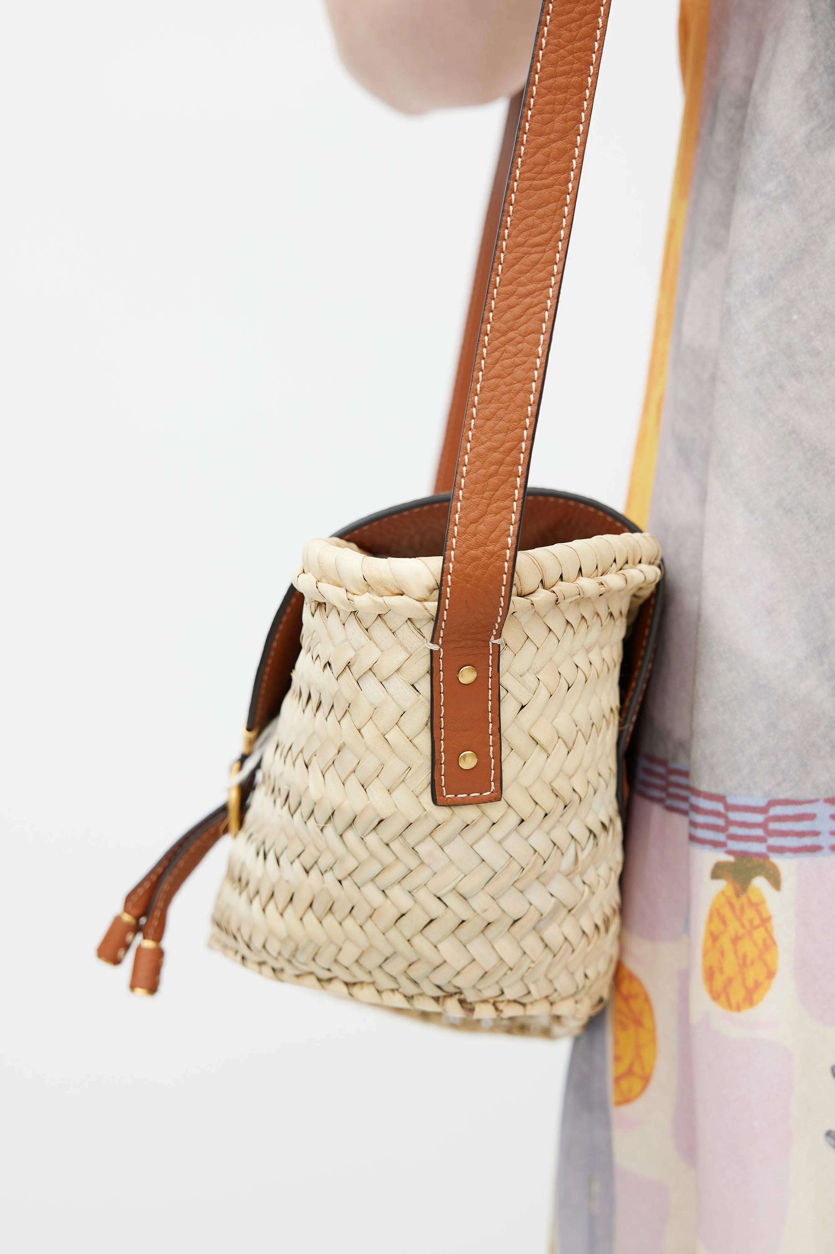 Brown Basket Woven Marcie Shoulder Bag