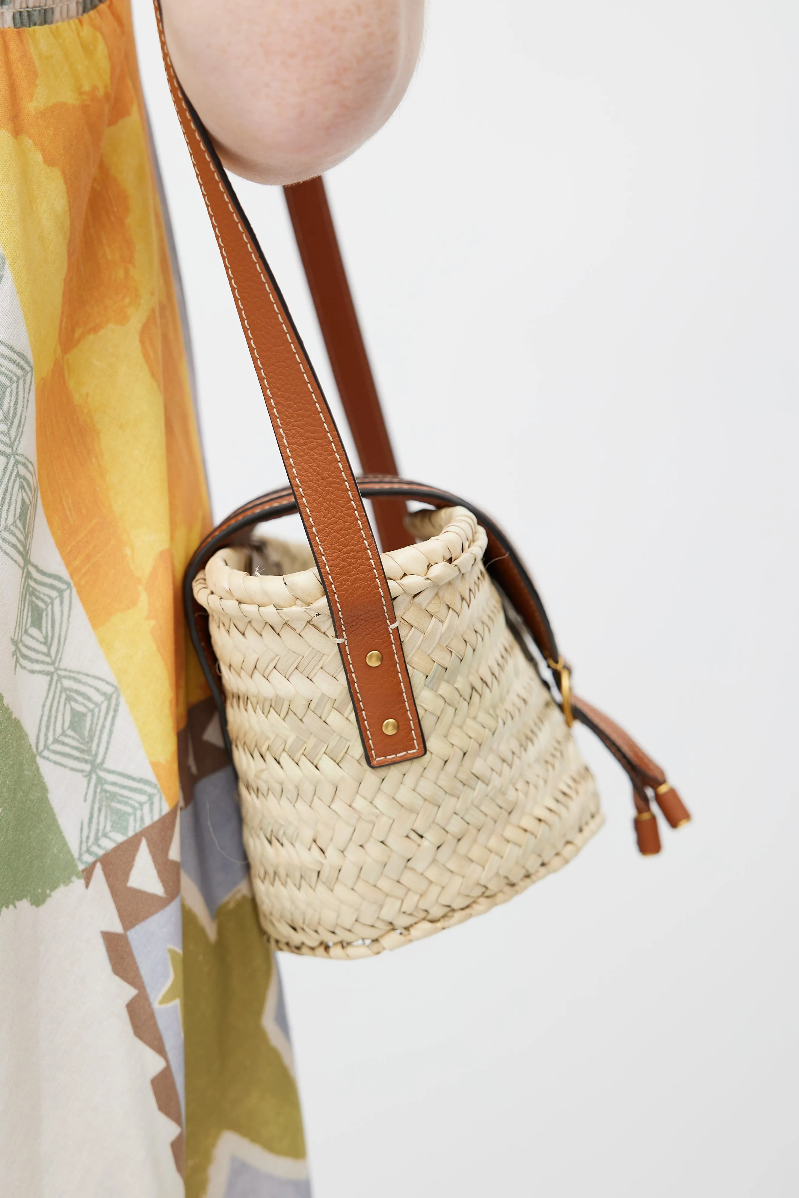 Brown Basket Woven Marcie Shoulder Bag