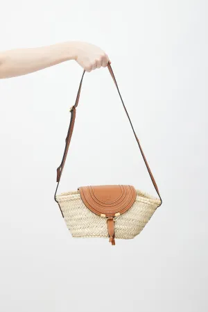 Brown Basket Woven Marcie Shoulder Bag
