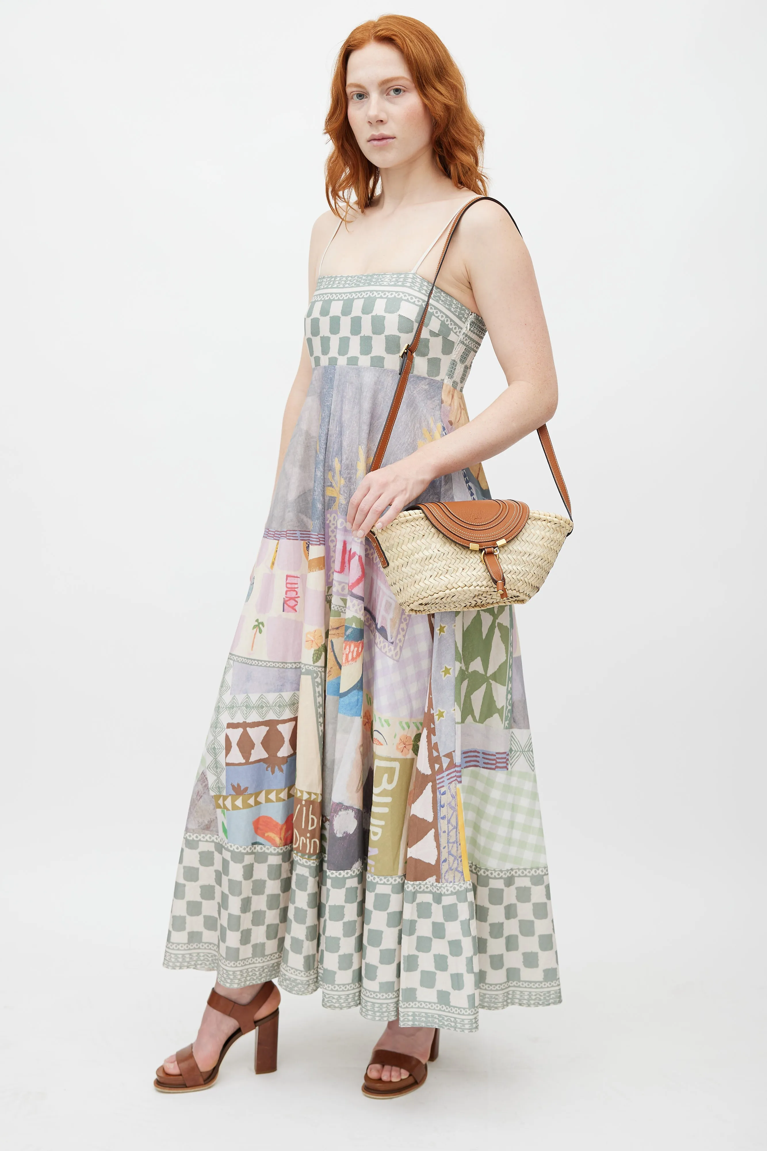Brown Basket Woven Marcie Shoulder Bag