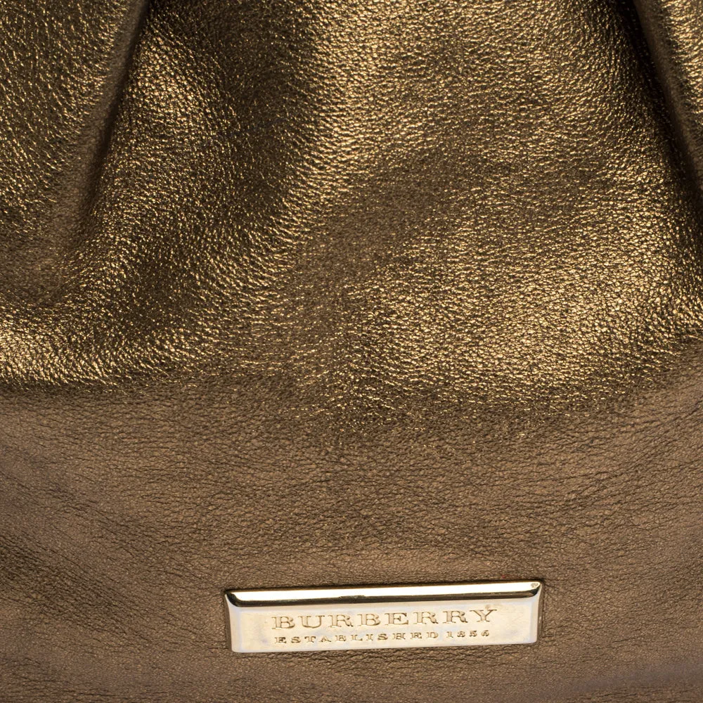 Burberry Gold Leather Hartley Hobo