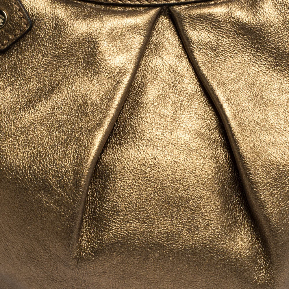 Burberry Gold Leather Hartley Hobo