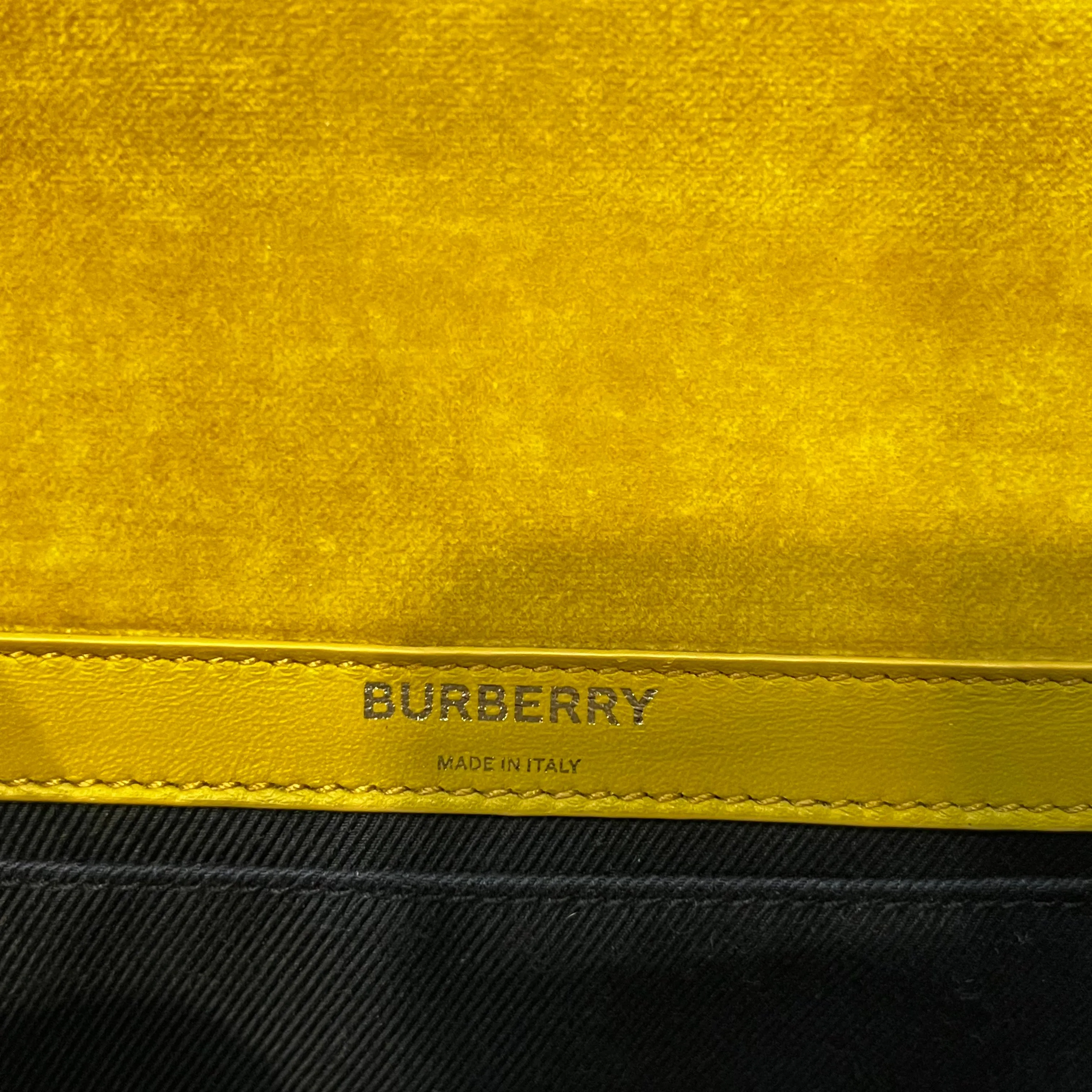 BURBERRY Lola Mini Yellow Velvet Quilted Crossbody Bag