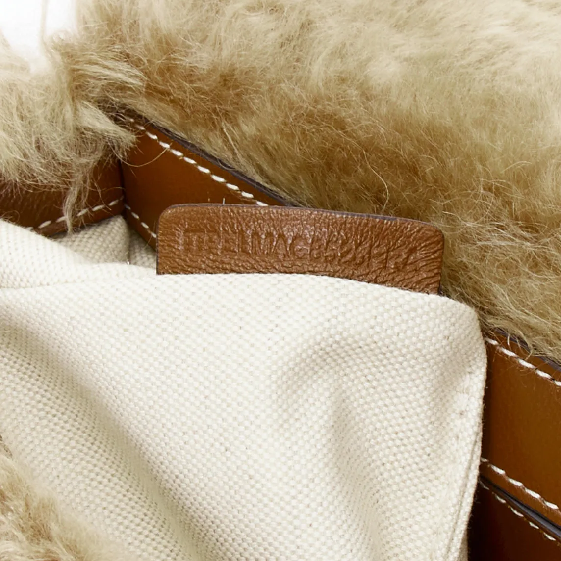 BURBERRY Lola Mohair Limited Edition lamb shearling gold TB crossbody bag
