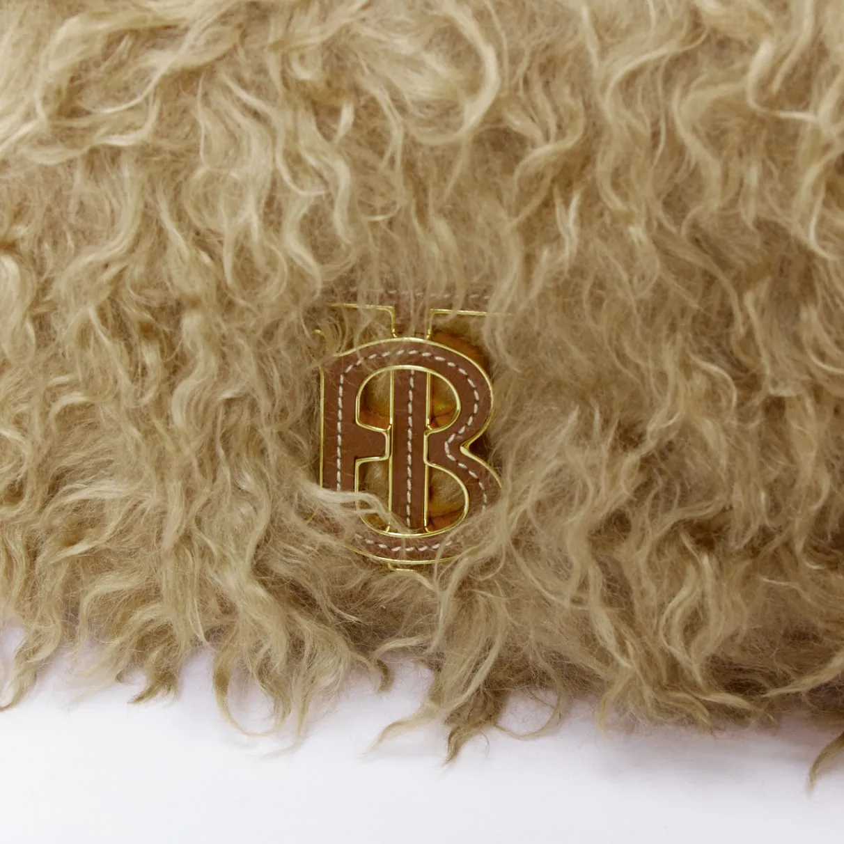 BURBERRY Lola Mohair Limited Edition lamb shearling gold TB crossbody bag