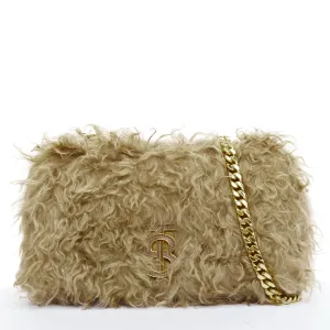 BURBERRY Lola Mohair Limited Edition lamb shearling gold TB crossbody bag
