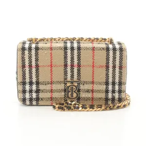Burberry Lola Vintage Check Canvas Leather Shoulder Bag