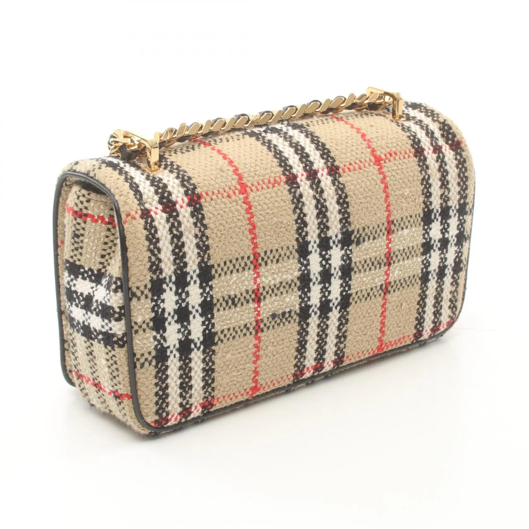Burberry Lola Vintage Check Canvas Leather Shoulder Bag