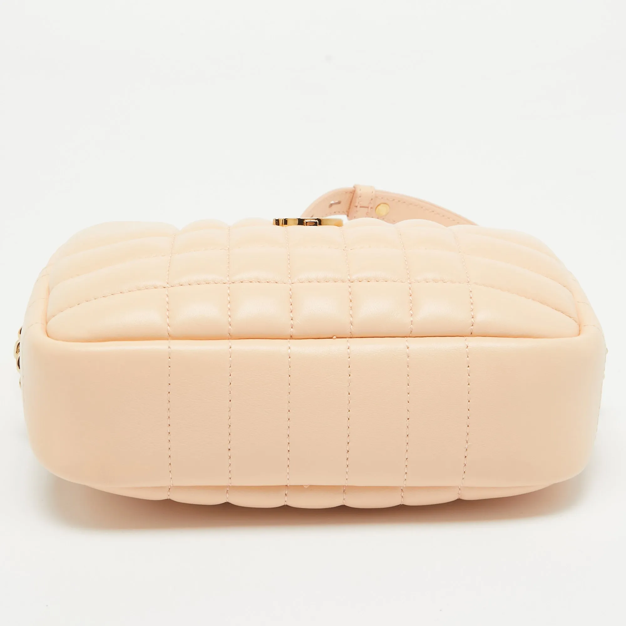 BURBERRY Peach Pink Quilted Leather Mini Lola Camera Bag