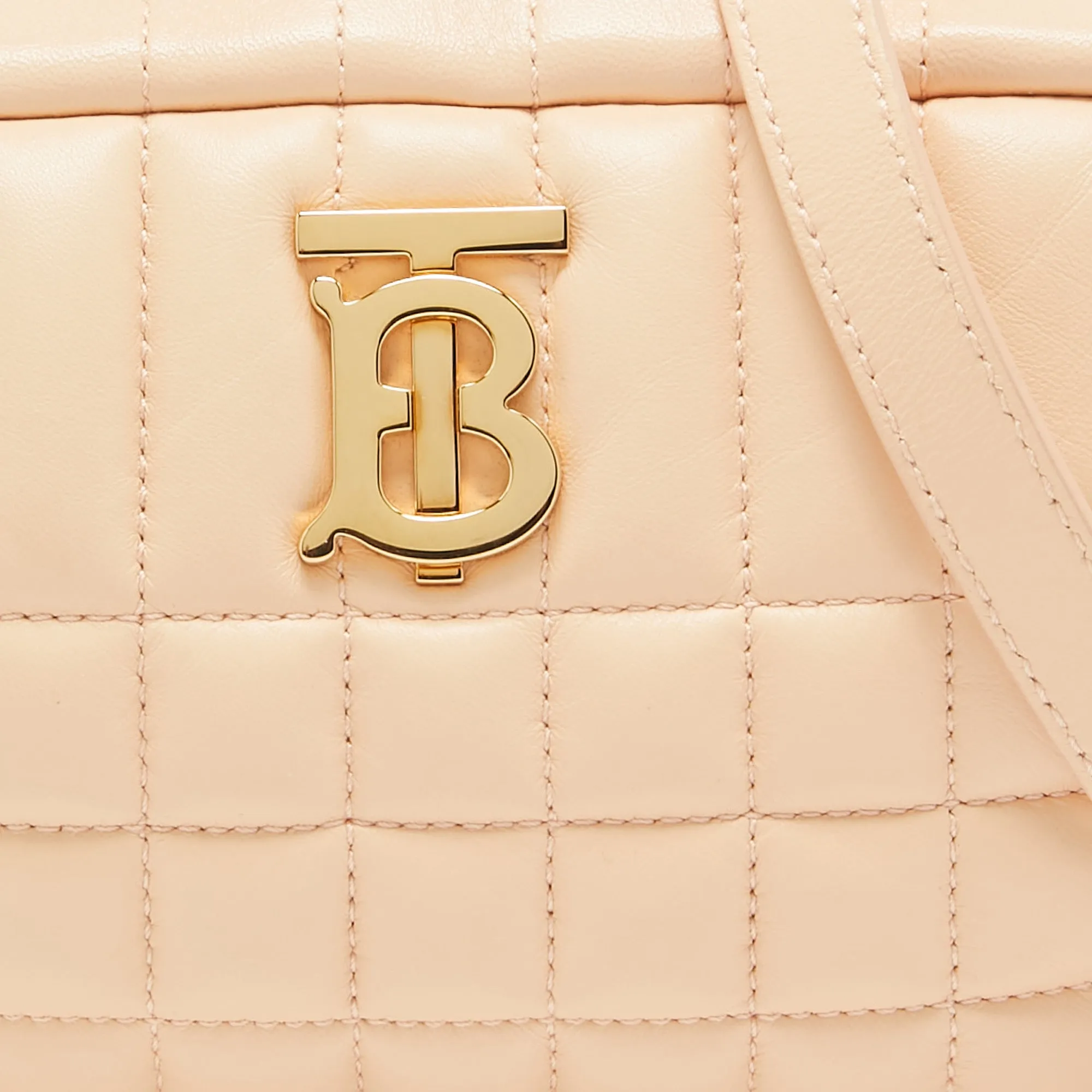 BURBERRY Peach Pink Quilted Leather Mini Lola Camera Bag