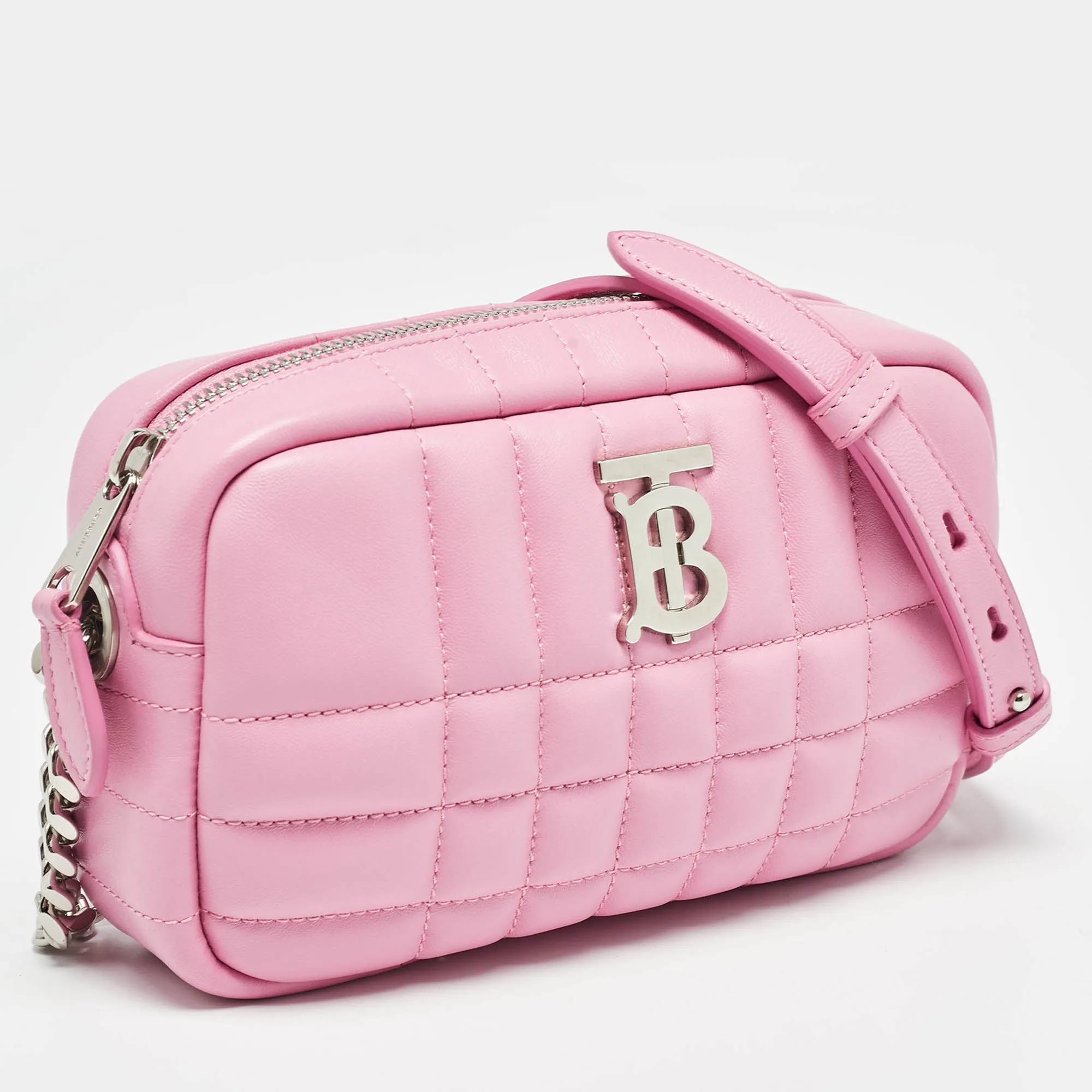 BURBERRY Pink Quilted Leather Mini Lola Camera Bag