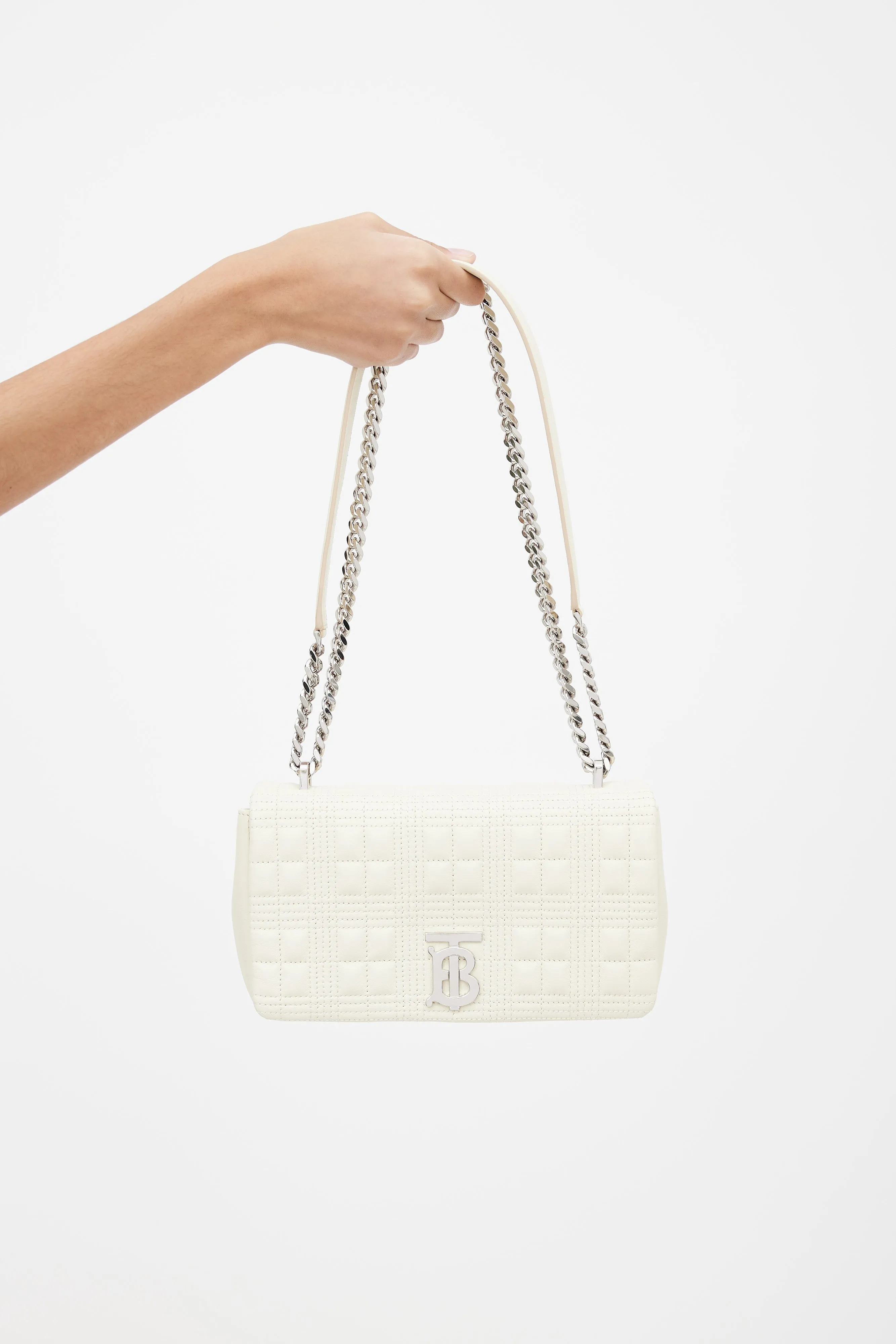 Burberry White Quilted Leather Lola Bag