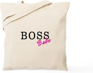CafePress Boss Babe Black Tote Bag Natural Canvas Tote Bag, Reusable Shopping Bag