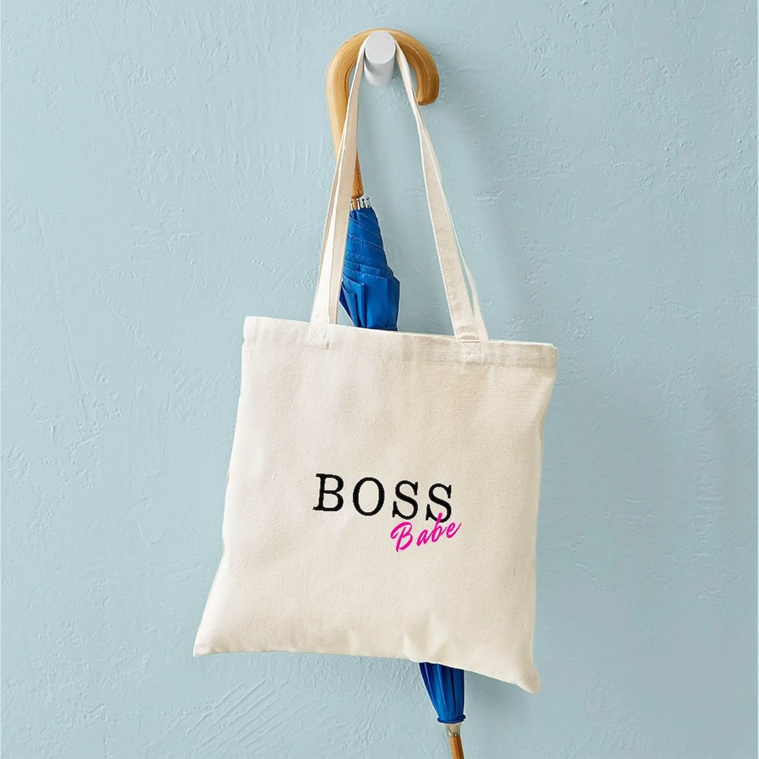 CafePress Boss Babe Black Tote Bag Natural Canvas Tote Bag, Reusable Shopping Bag