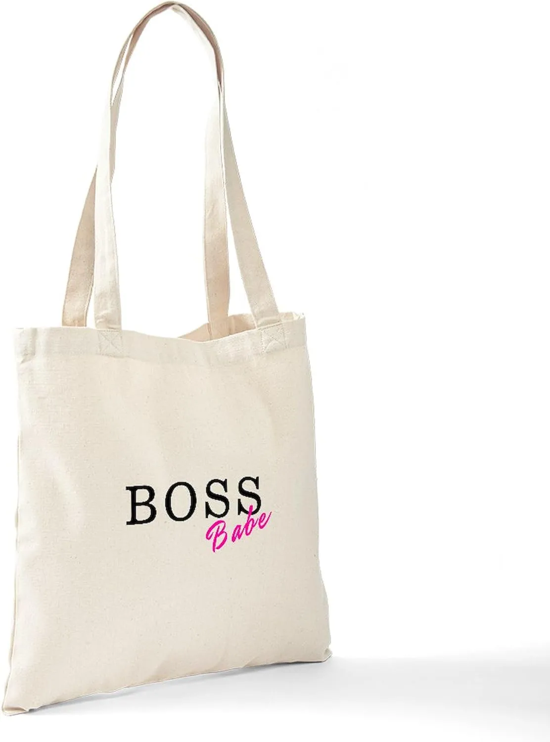 CafePress Boss Babe Black Tote Bag Natural Canvas Tote Bag, Reusable Shopping Bag