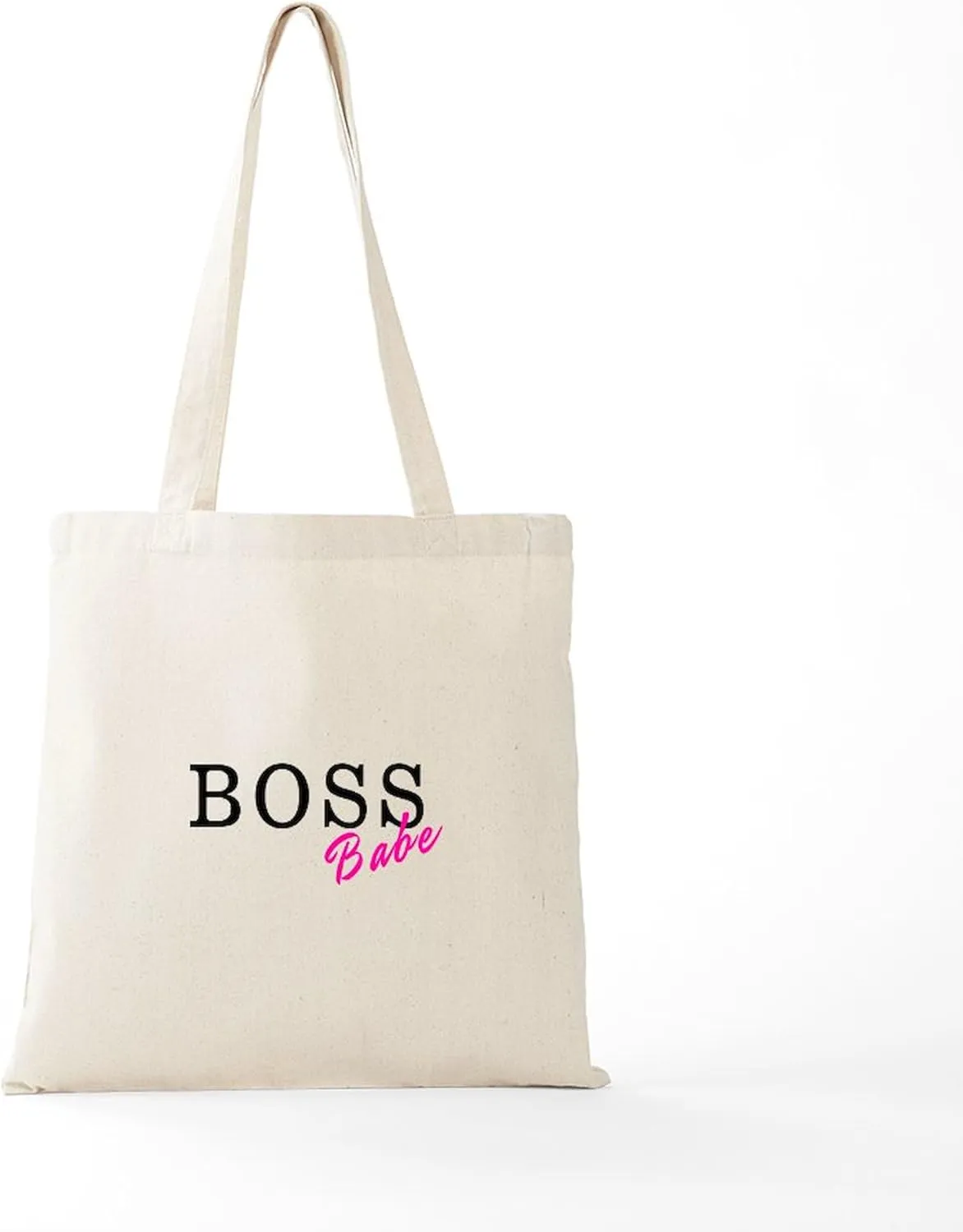 CafePress Boss Babe Black Tote Bag Natural Canvas Tote Bag, Reusable Shopping Bag