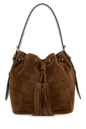 Caramel suede bucket bag