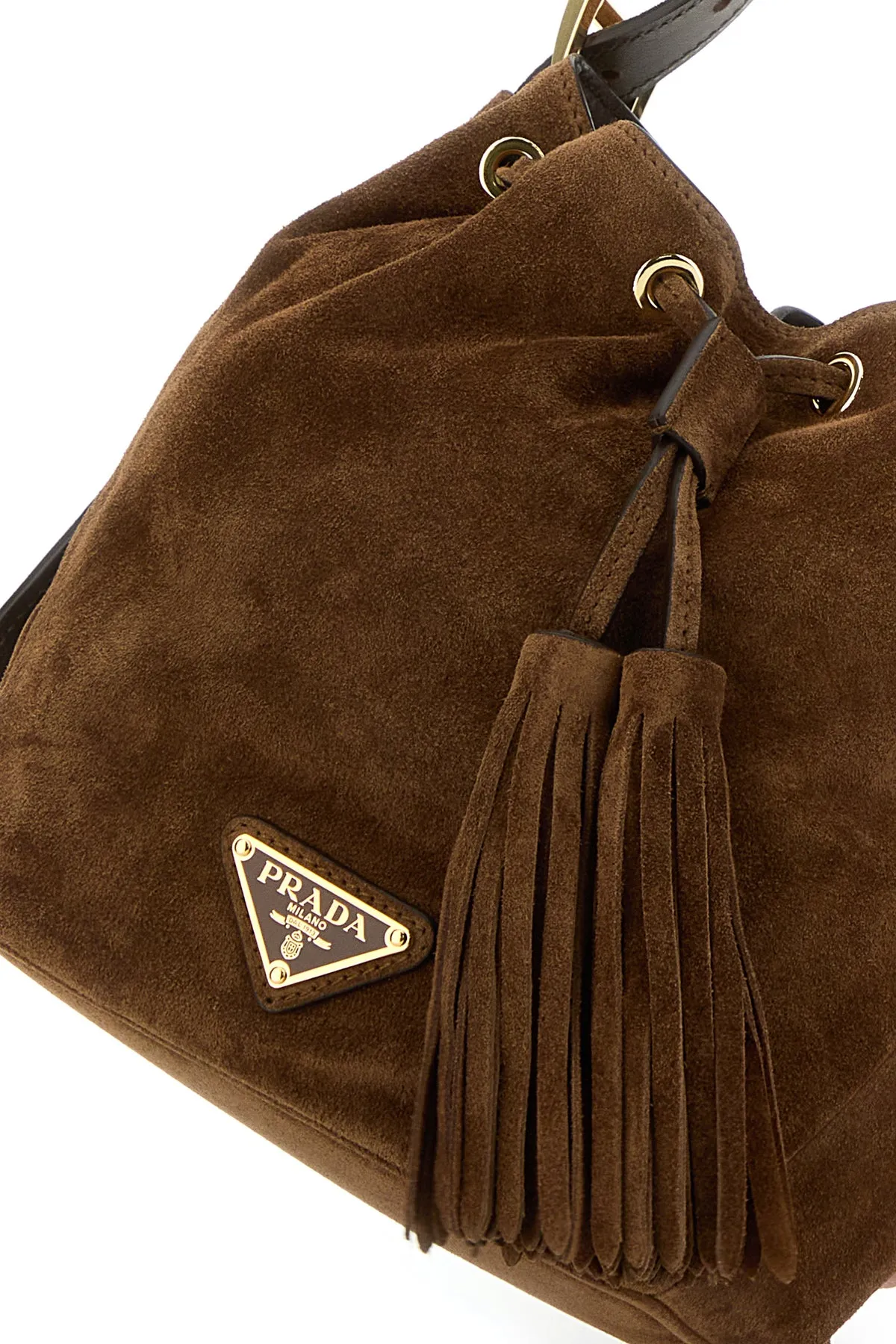 Caramel suede bucket bag