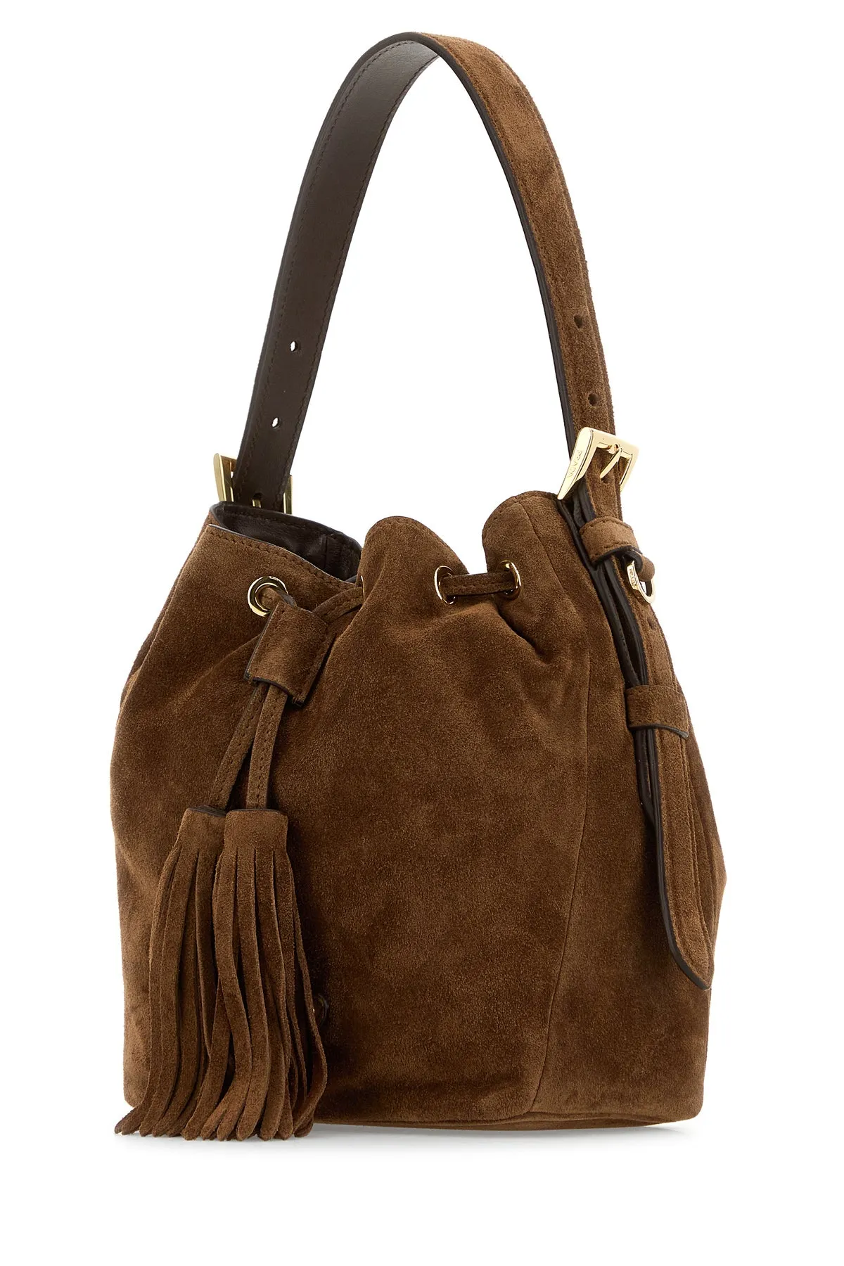 Caramel suede bucket bag