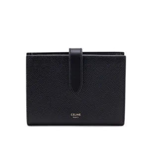 Celine Black Grained Calfskin Medium Multifunction Strap Wallet