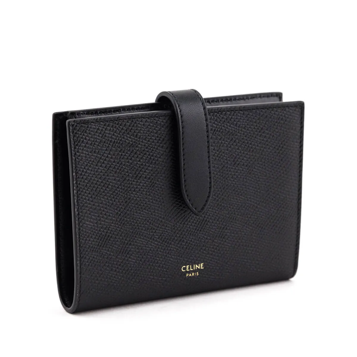 Celine Black Grained Calfskin Medium Multifunction Strap Wallet