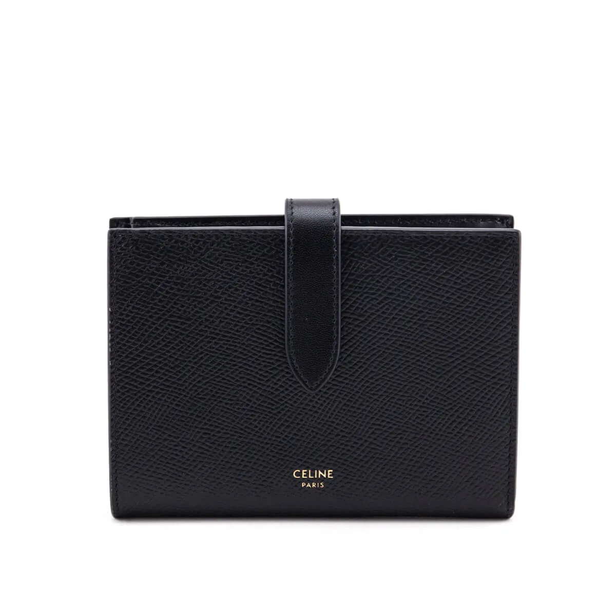 Celine Black Grained Calfskin Medium Multifunction Strap Wallet