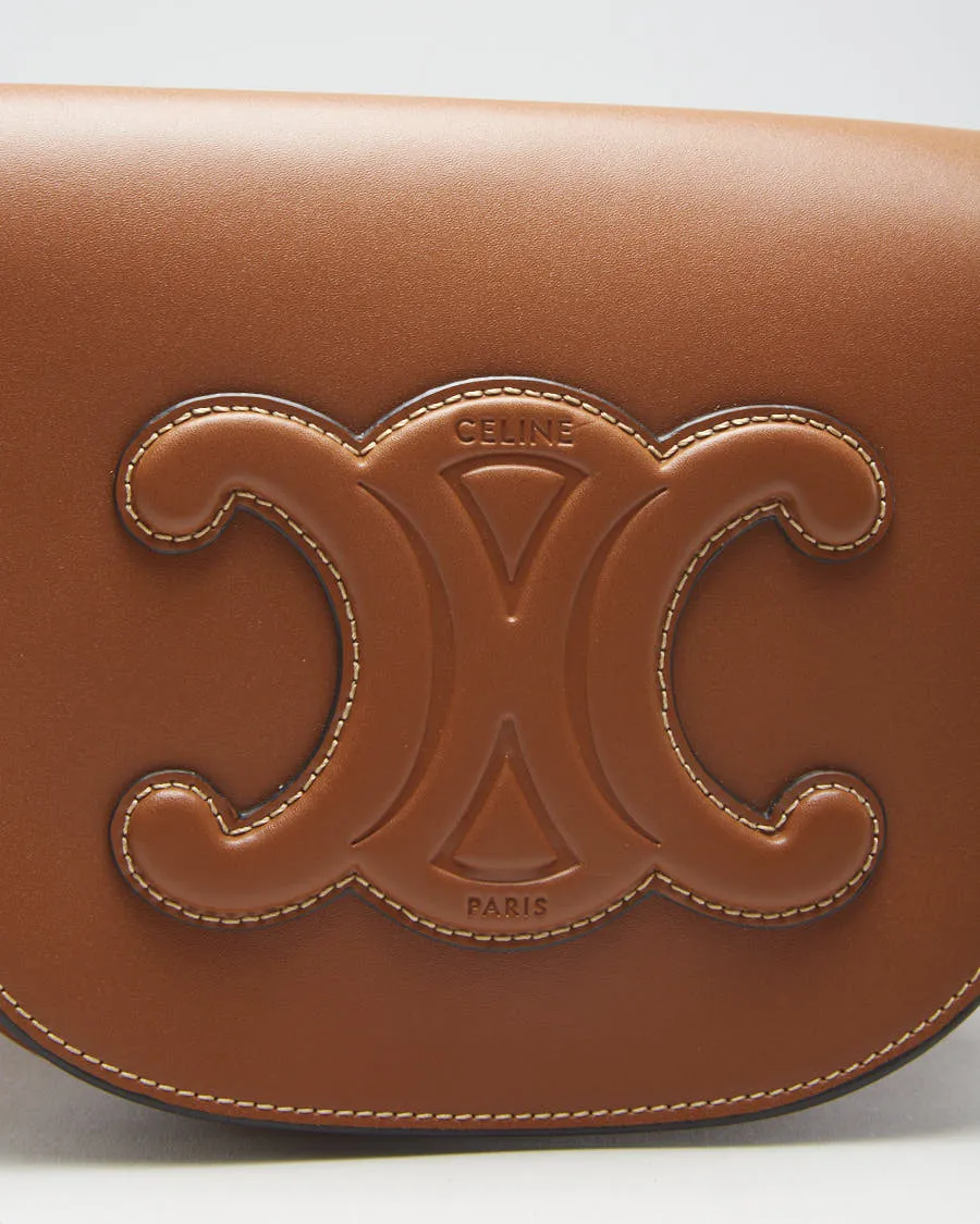 Celine Folco Cuir Triomphe Brown Calfskin Bag - O/S