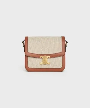 Celine Medium Triomphe Bag In Textile And Natural Calfskin