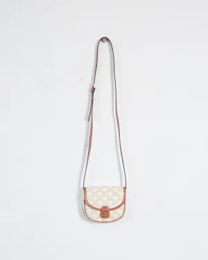 Celine mini 'sac 16 besace' bag in triomphe canvas & leather, white & tan
