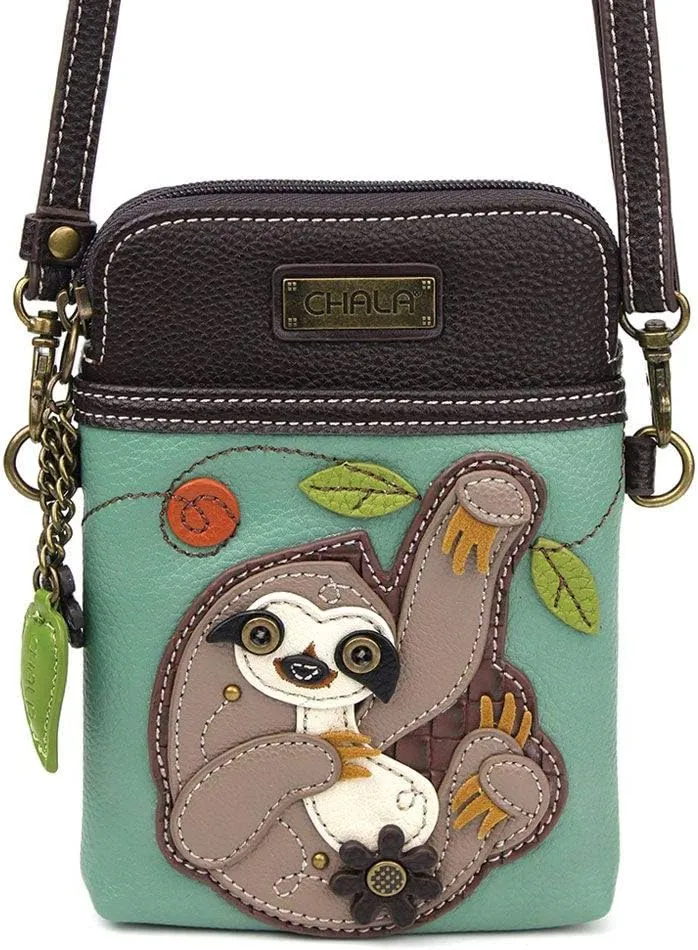 CHALA Handbags Sloth Cellphone Crossbody Handbag - Convertible Strap Sloth Lovers