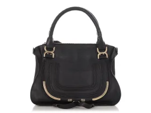 Chloé Medium Black Metal Trim Marcie Shoulder Bag