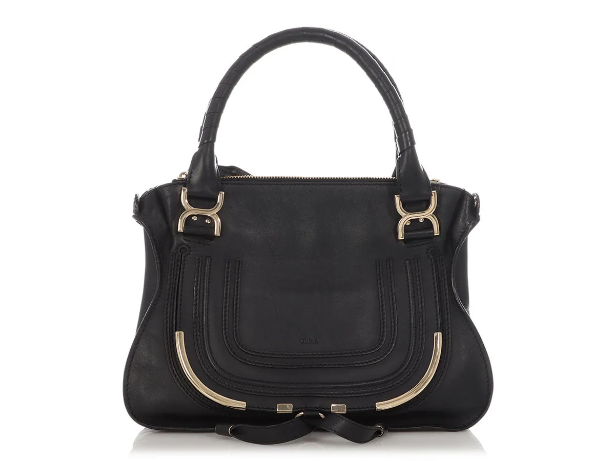 Chloé Medium Black Metal Trim Marcie Shoulder Bag